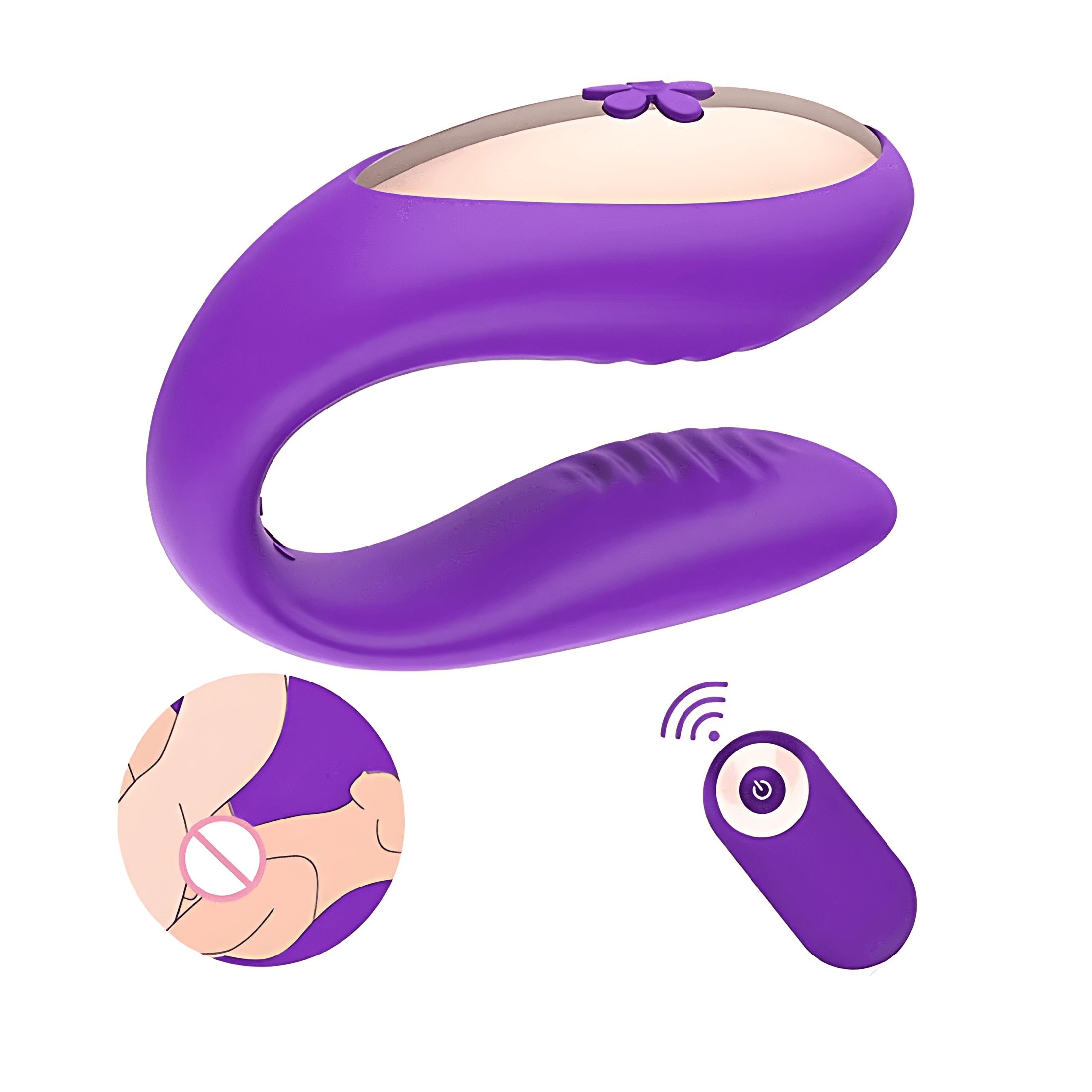 Vibromasseur pour couples en U avec télécommande sans fil – Silicone